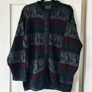 Unisex 100% alpaca made in Peru cardigan multicolor sweater